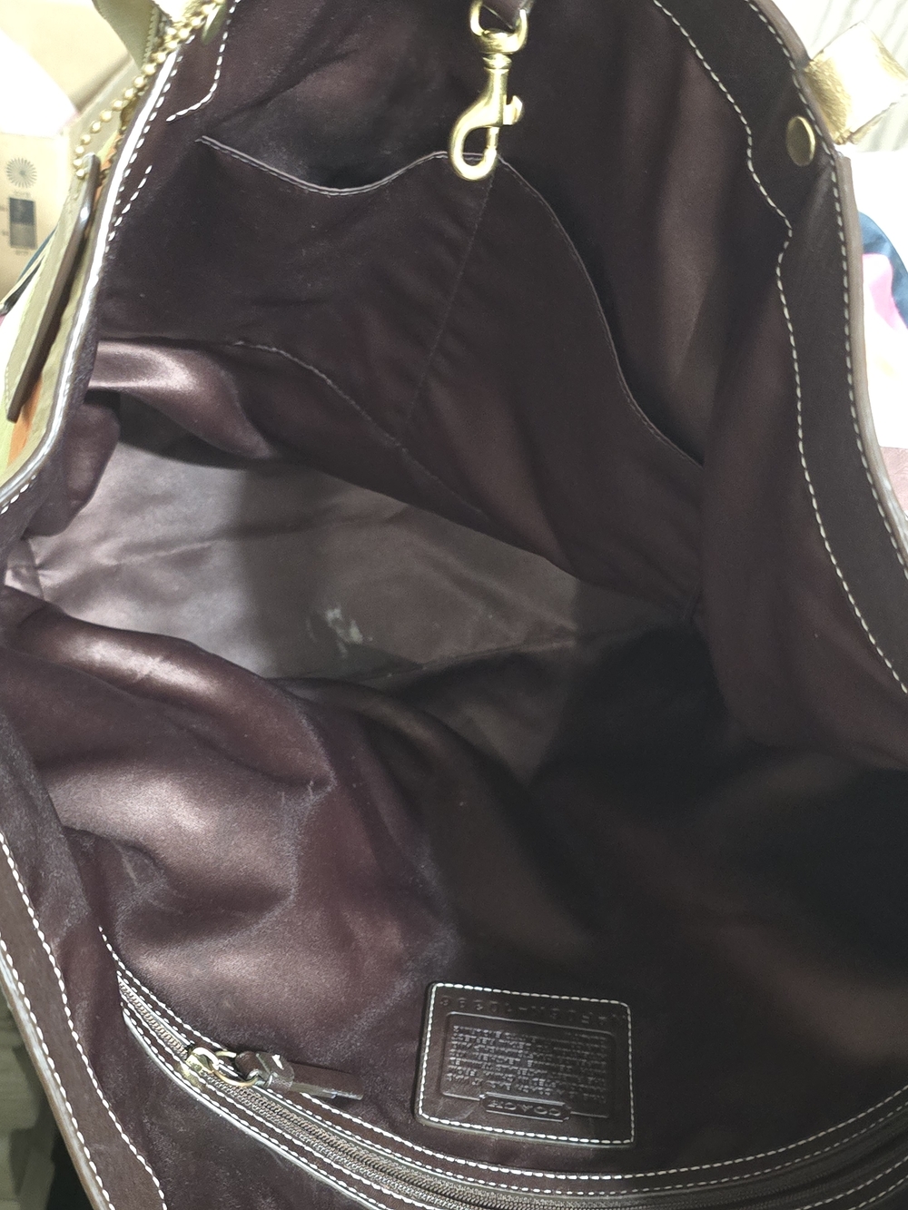 Coach Multicolor Striped Tote Bag with Gold Trim - Picture 4 of 9